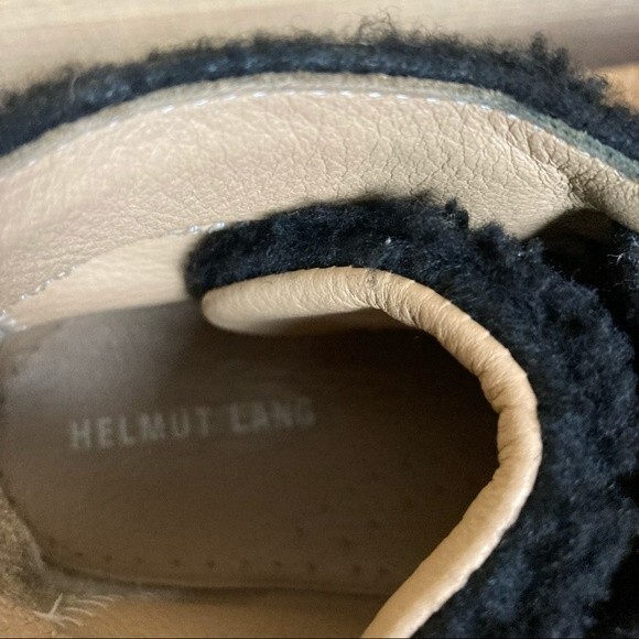 Helmut Lang Black Shearling Stitched High-Top Sneakers Size It 38.5 US 8.5 - Picture 7 of 8